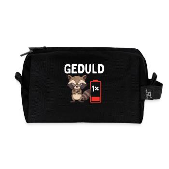Geduld 1% Waschbär Bürohumor - Recycelte Kulturtasche - Schwarz - Vorne