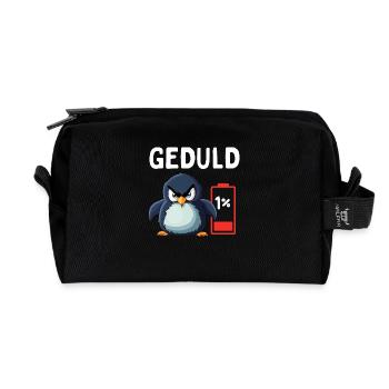 Geduld 1% Pinguin Bürohumor - Recycelte Kulturtasche - Schwarz - Vorne