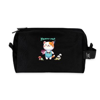 Cute cat - Recycled Toiletry Zip Bag - black - Front