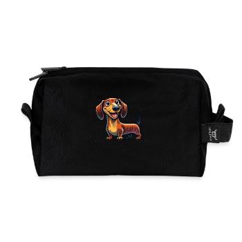 dackel - Recycelte Kulturtasche - Schwarz - Vorne