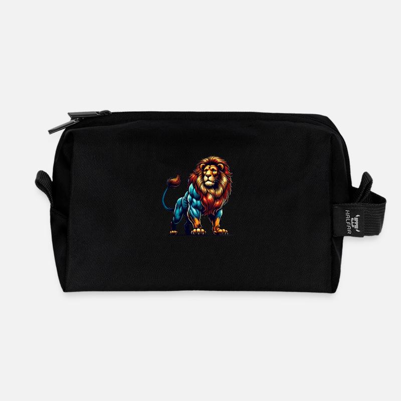 lion tier - Recycelte Kulturtasche - Schwarz
