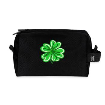 Trèfle peint à la main Lucky Leaf St patricks jour - Trousse de toilette en tissu recyclé - noir - Devant