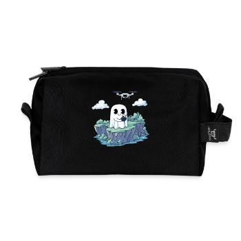 Geist Drohne Halloween - Recycelte Kulturtasche - Schwarz - Vorne