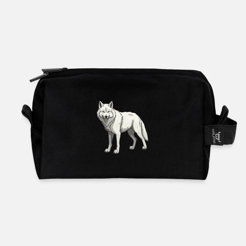Wolf Tier - Recycelte Kulturtasche - Schwarz