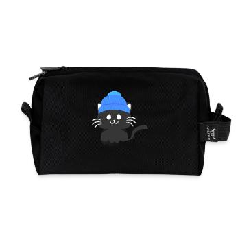 Charming Flat Feline - Recycled Toiletry Zip Bag - black - Front
