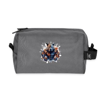 Fosse pour chien Muscles Combattant Bête - Trousse de toilette en tissu recyclé - anthracite - Devant