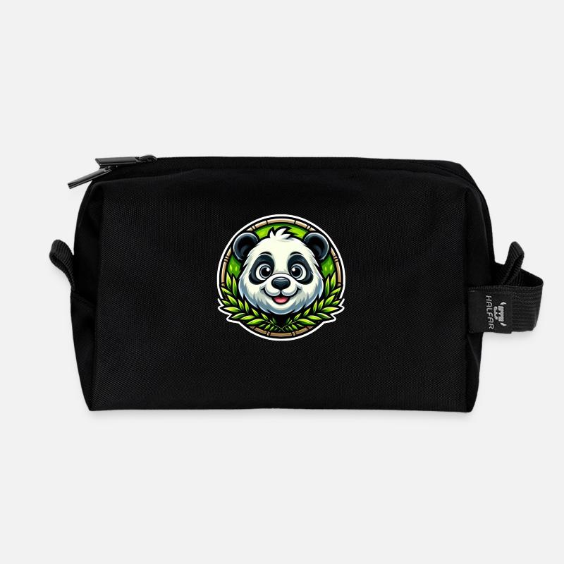 Panda Bär - Recycelte Kulturtasche - Schwarz