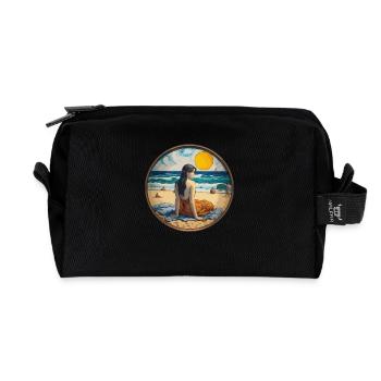 Fille sur la plage - Trousse de toilette en tissu recyclé - noir - Devant