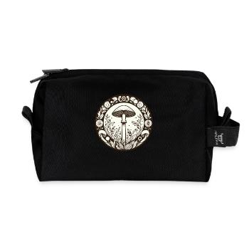 Mandala Champignon Mystique - Art Nouveau Botanique - Trousse de toilette en tissu recyclé - noir - Devant