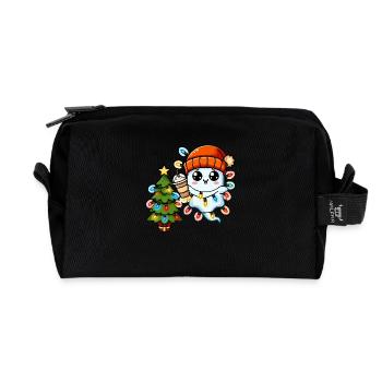 Weihnachtsgeist Lichterkette Weihnachtsbaum - Recycelte Kulturtasche - Schwarz - Vorne