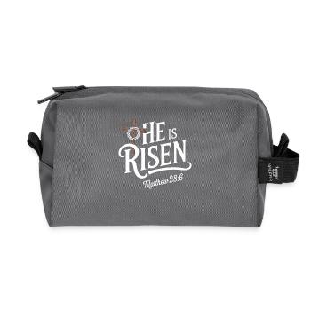 He rose on Christian faith Matthew 28:6 - Recycled Toiletry Zip Bag - anthracite - Front