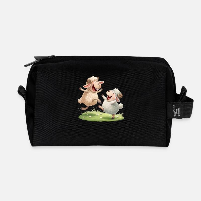 Fröhliches Schaf-Duo - Recycelte Kulturtasche - Schwarz