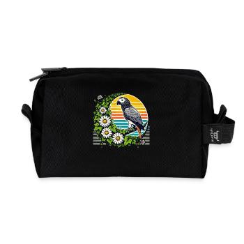 Perroquet gris d’Afrique - Trousse de toilette en tissu recyclé - noir - Devant