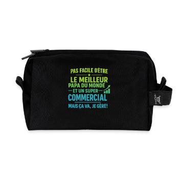 Super papa et commercial cadeau fête des pères - Trousse de toilette en tissu recyclé - noir - Devant