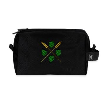 Hops and barley - beer - Recycled Toiletry Zip Bag - black - Front