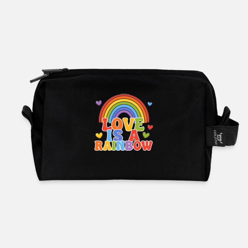 Liebe ist ein Regenbogen - Recycelte Kulturtasche - Schwarz