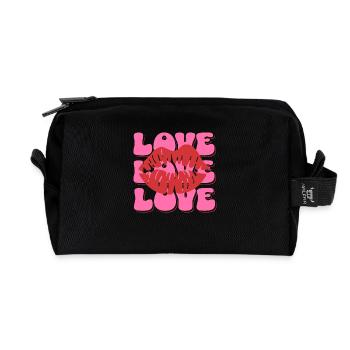 Lèvres d’amour rétro – Style Pop Art - Trousse de toilette en tissu recyclé - noir - Devant