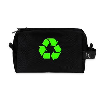 Recycling,Mülltrennung,Kreis,Zirkel,Müll,Plastik, - Recycelte Kulturtasche - Schwarz - Vorne