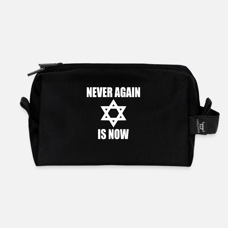Never again is now - Recycelte Kulturtasche - Schwarz