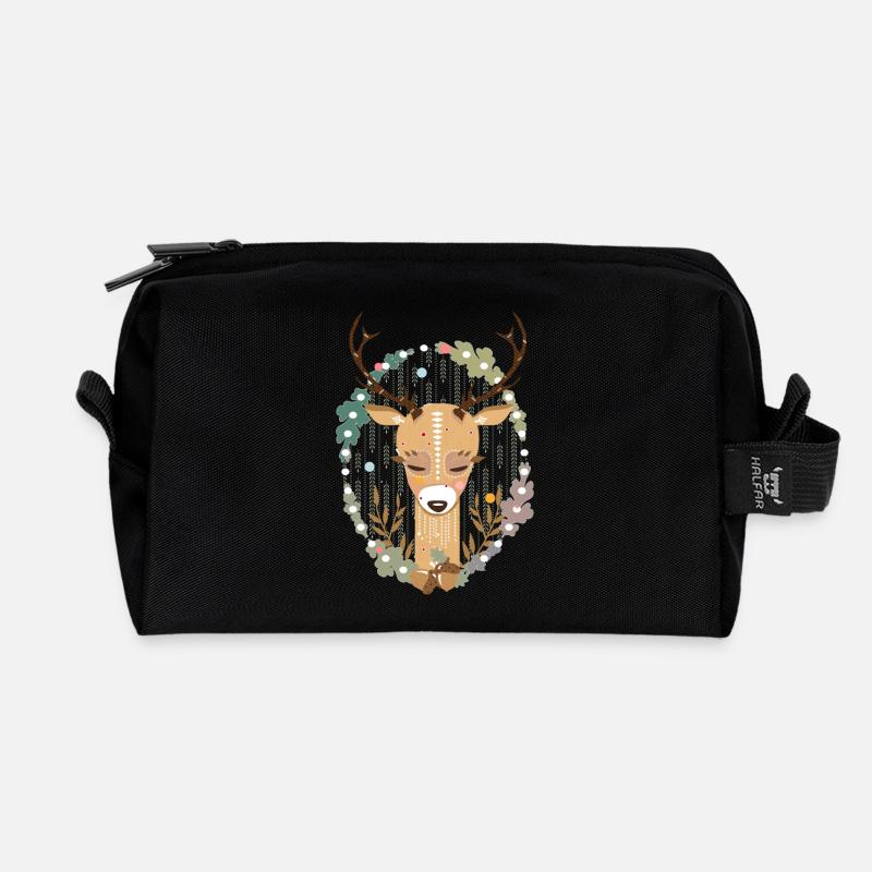 A deer in the forest - Recycled Toiletry Zip Bag - black