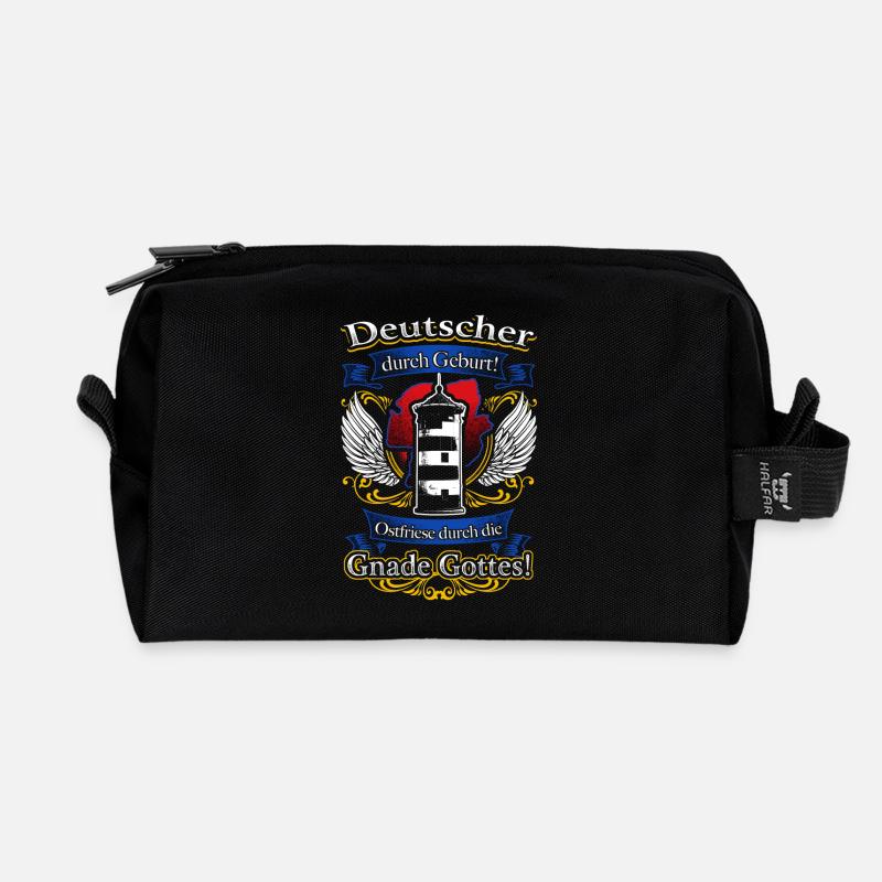 Stolzer Ostfriese – Heimatverbundenheit durch Gott - Recycelte Kulturtasche - Schwarz