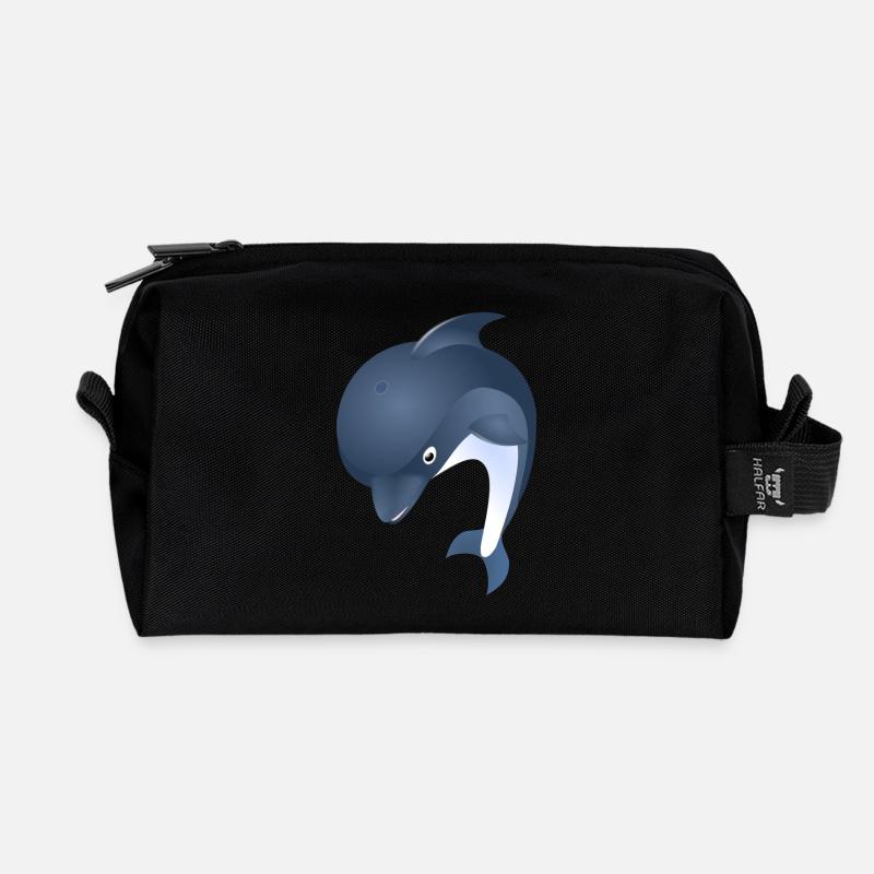 Delfin - Recycelte Kulturtasche - Schwarz