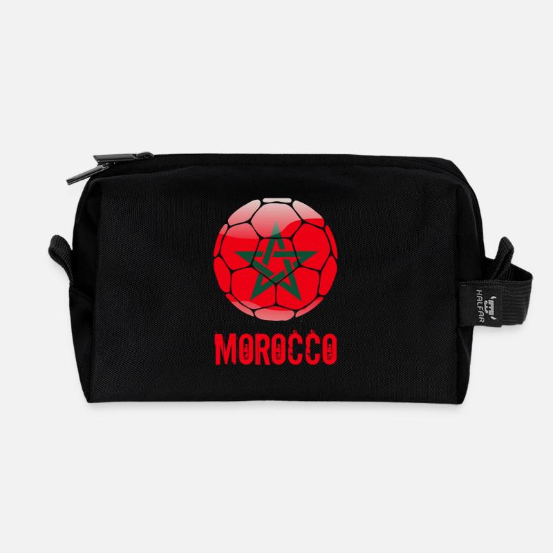 Marokko Fussball - Recycelte Kulturtasche - Schwarz