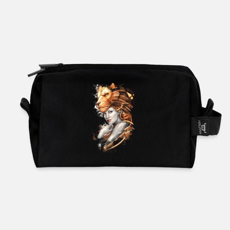 Löwe - Recycelte Kulturtasche - Schwarz