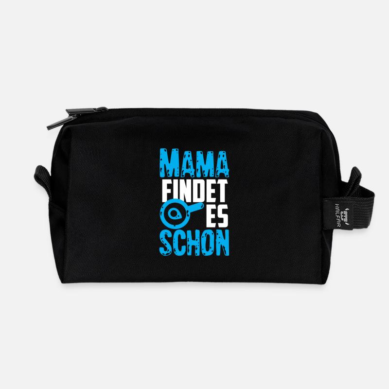 Mama findet es schon - Recycelte Kulturtasche - Schwarz