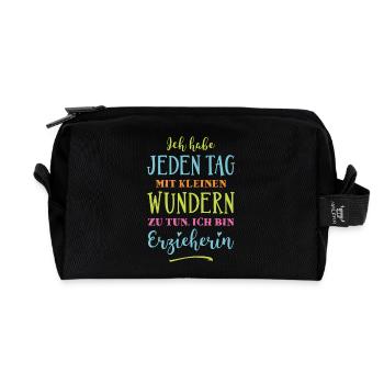 Erzieherin - Kleine Wunder - Recycelte Kulturtasche - Schwarz - Vorne