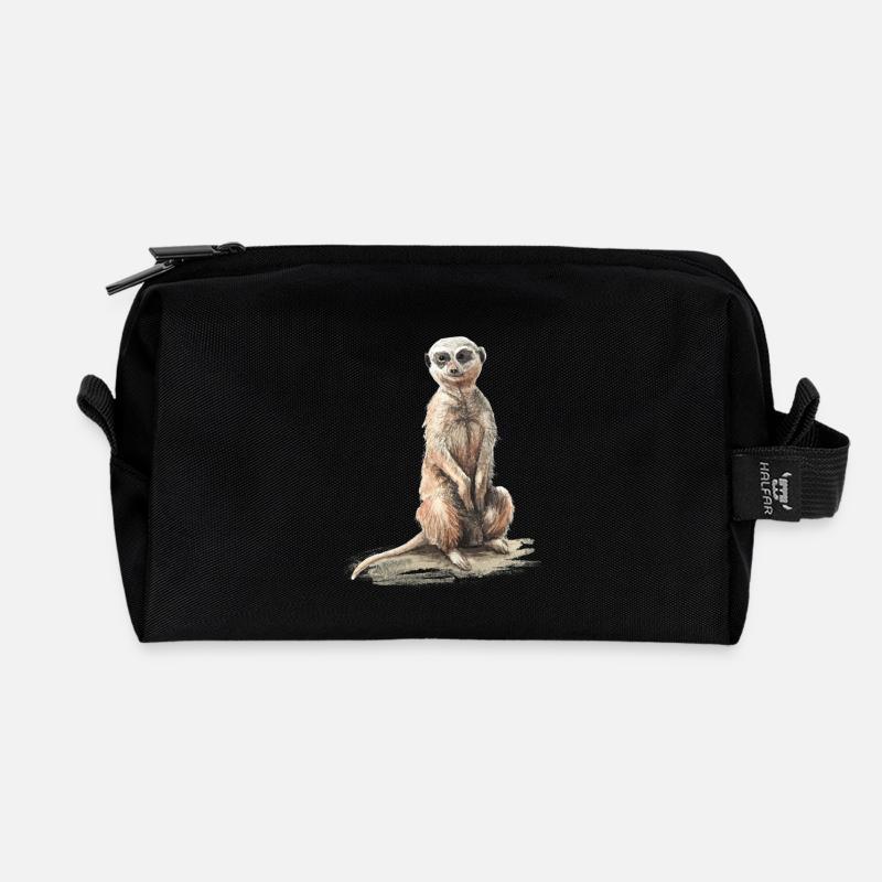 Erdmännchen - Recycelte Kulturtasche - Schwarz