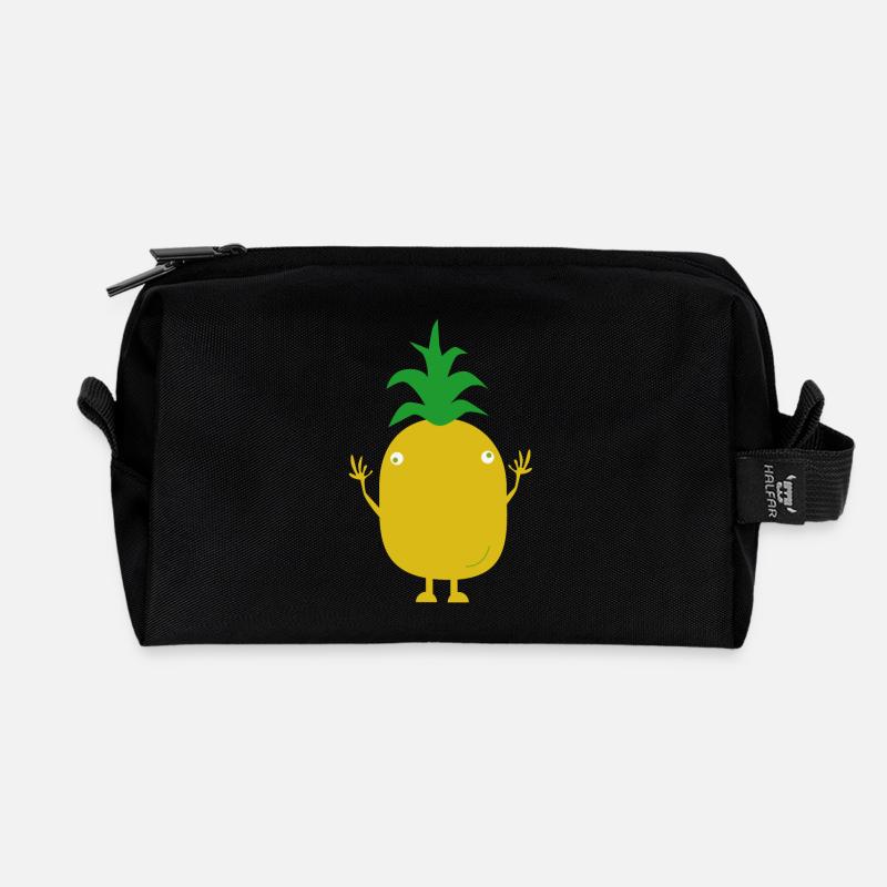 pineapple - Recycled Toiletry Zip Bag - black