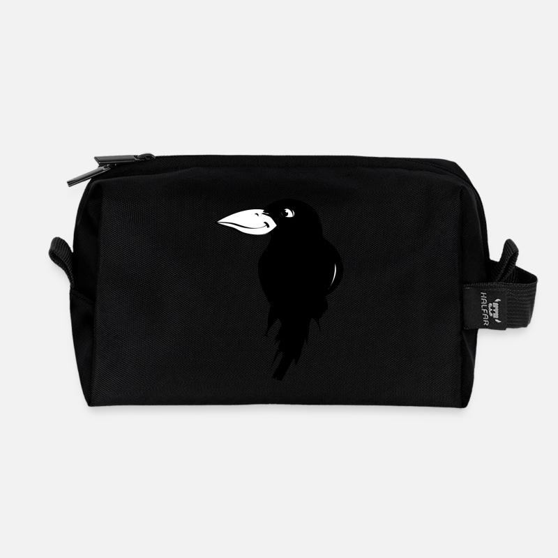 Schwarzer Rabe mit freundlichem Gesicht. - Recycelte Kulturtasche - Schwarz