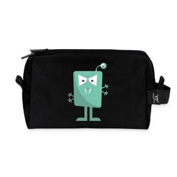 3 eyed monster - Recycled Toiletry Zip Bag - black - Front