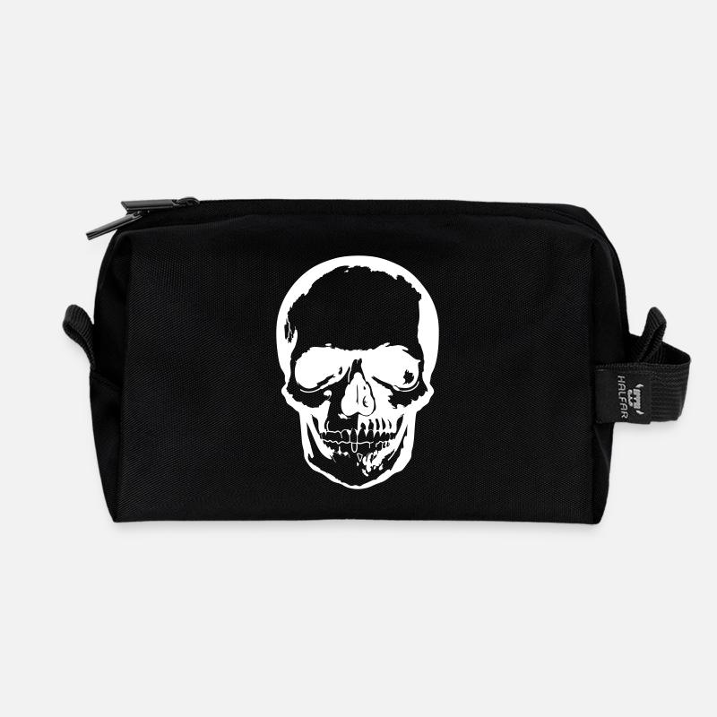 Skull - Recycled Toiletry Zip Bag - black