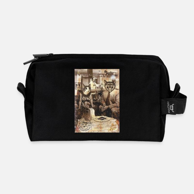 cats/Katzen - Recycelte Kulturtasche - Schwarz