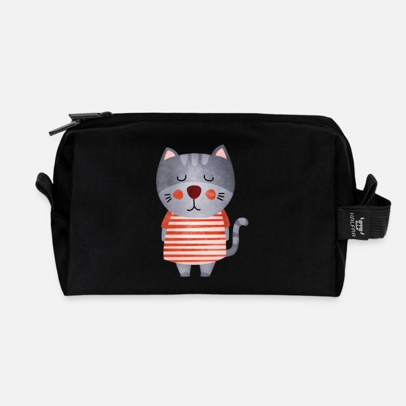 Zuckersüße Katze - Recycelte Kulturtasche - Schwarz