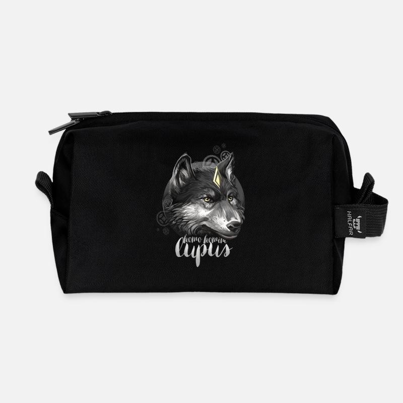 wolf1 - Recycled Toiletry Zip Bag - black