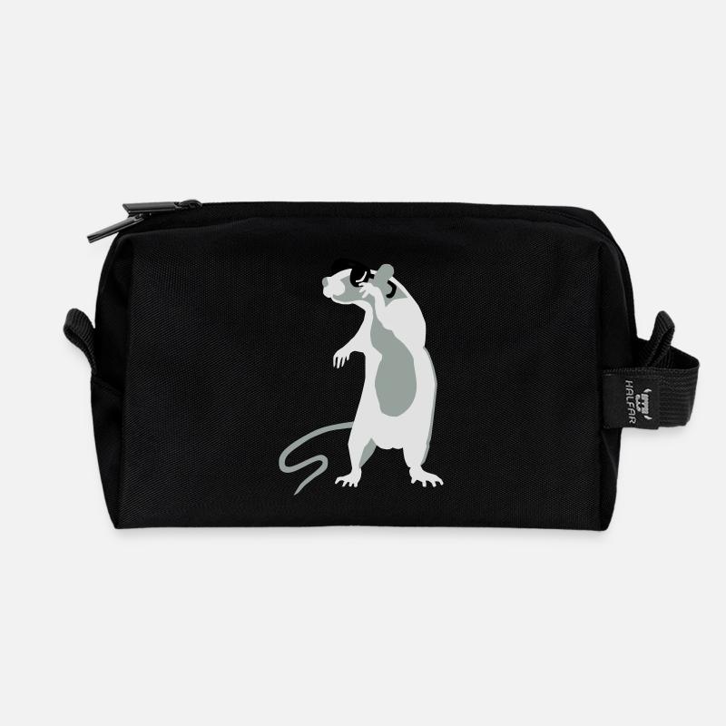 Ratte mit Sonnenbrille - Recycelte Kulturtasche - Schwarz