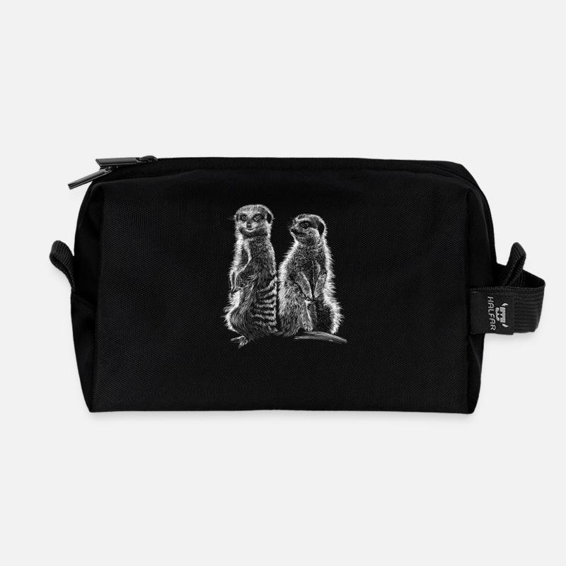 Meerkats - Recycled Toiletry Zip Bag - black