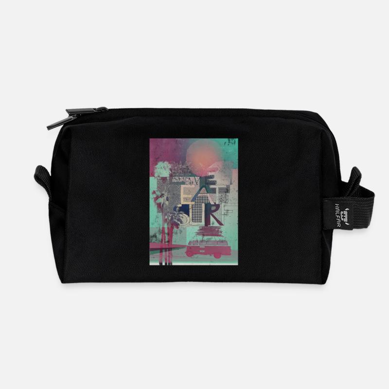 live eat surf - Recycelte Kulturtasche - Schwarz