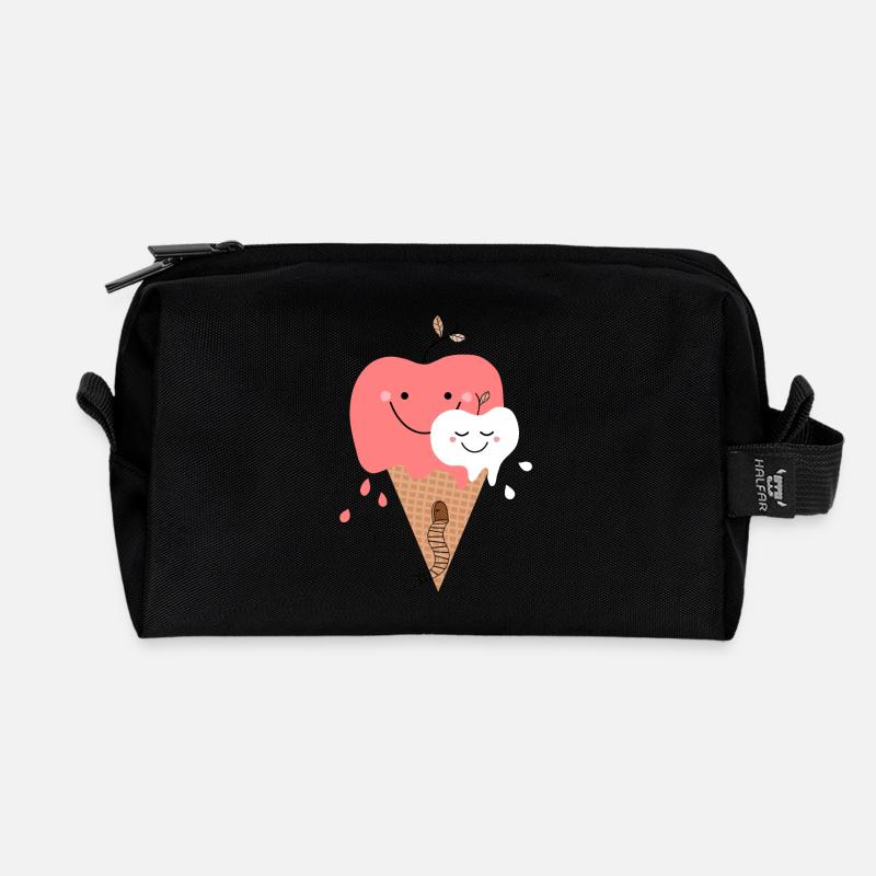 Happy Apple Icecream - Recycled Toiletry Zip Bag - black