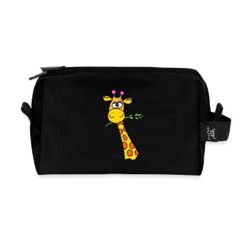 Cute Giraffe - Recycled Toiletry Zip Bag - black - Front