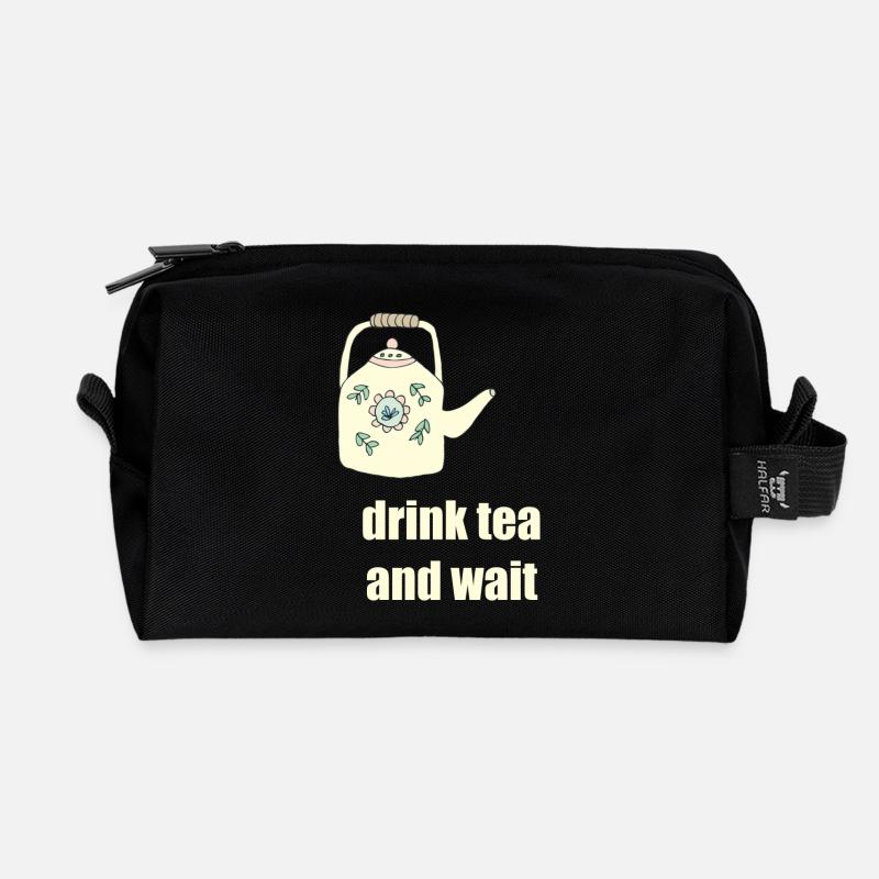 drink tea teekanne - Recycelte Kulturtasche - Schwarz