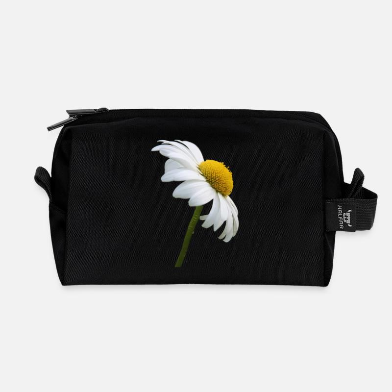 Margerite Gänseblume - Recycelte Kulturtasche - Schwarz