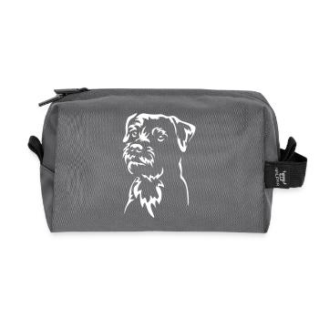 Border Terrier Head « Black Edition » - Trousse de toilette en tissu recyclé - anthracite - Devant