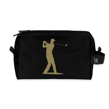 Golfspieler Silhouette - Abschlag Golf - Recycelte Kulturtasche - Schwarz - Vorne