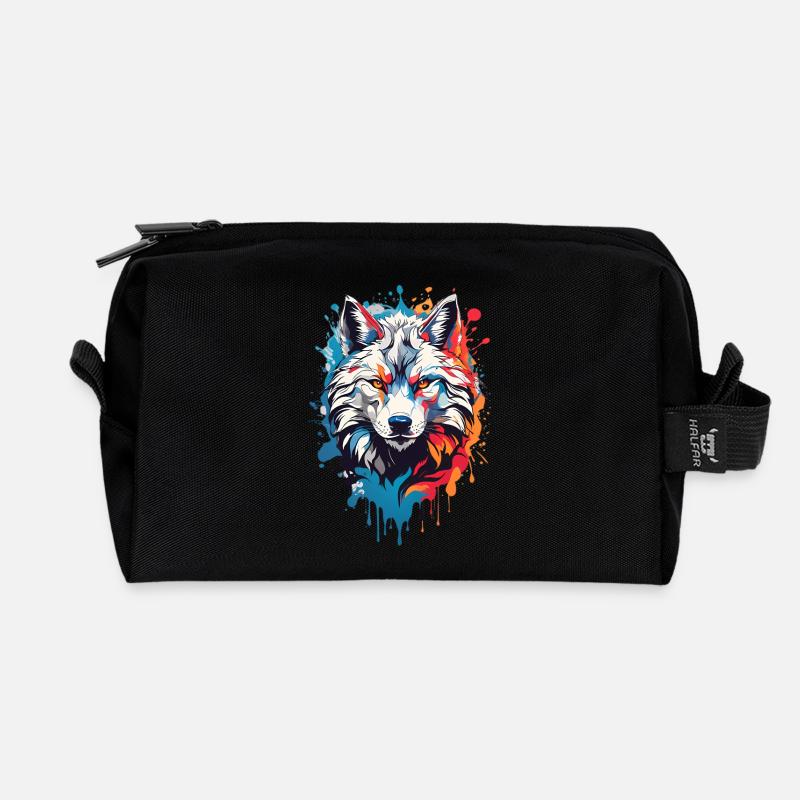 Coole Wolf - Recycelte Kulturtasche - Schwarz