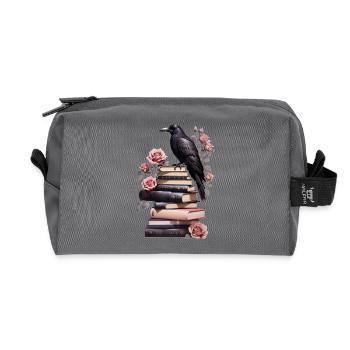 Stack of books with raven - Recycled Toiletry Zip Bag - anthracite - Front