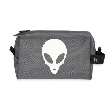Silhouette of an alien head - Recycled Toiletry Zip Bag - anthracite - Front